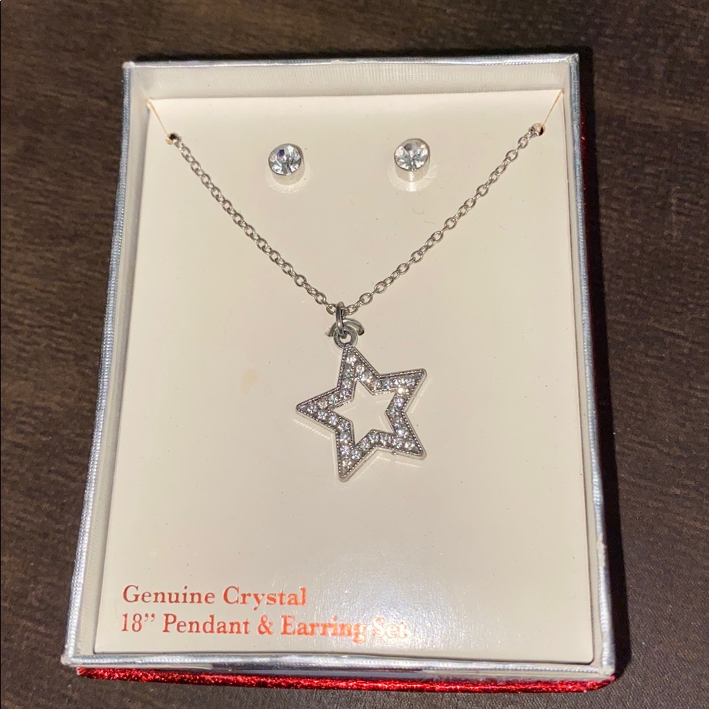 Macy's Silver Star Necklace and Earring Set